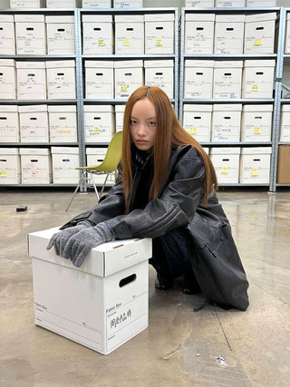 [NeverSeez] Padded PU Leather Trench Coat