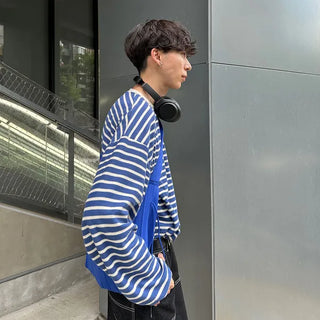 Two-tone striped long-sleeved T-shirt
