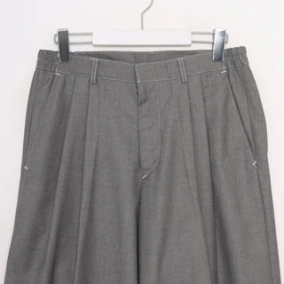 Stitched pintuck wide slacks