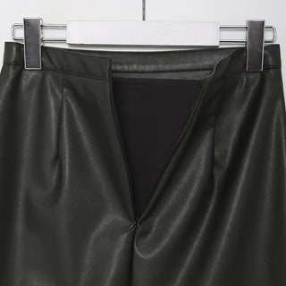 Leather maxi slit skirt