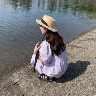 Ribbon boater hat
