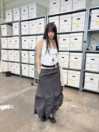 [NeverSeez] Ribbed Button-Front Cami Top