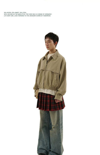 [Moromoro2] Washed Cotton Cropped Jacket