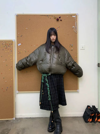 [NEVERSEEZ] Cropped Puffer Down Jacket