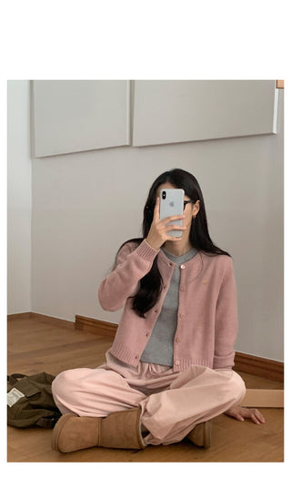 Cashmere round neck cardigan, 6 colors