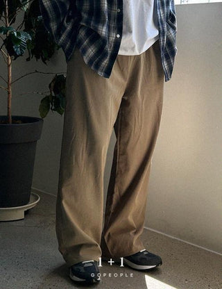 1 + 1 Elastic Waist Cotton Wide Pants (6 colors)
