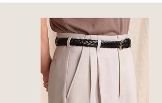 [CULTUM] Double Pleat Straight Leg Trousers
