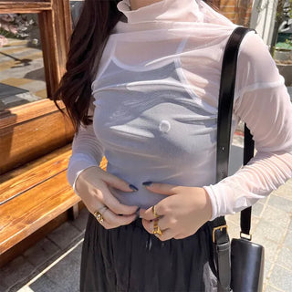 See-through turtleneck t-shirt
