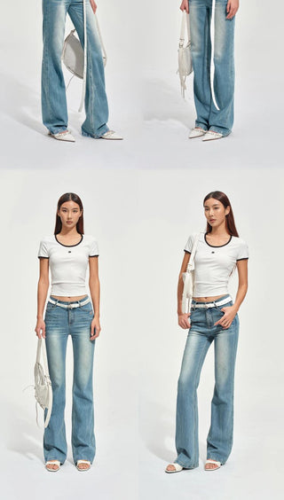[NOTAWEAR] Wave Washed Slim Straight Jeans
