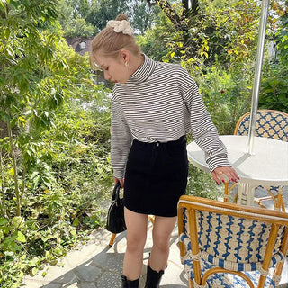 Striped turtleneck sweatshirt