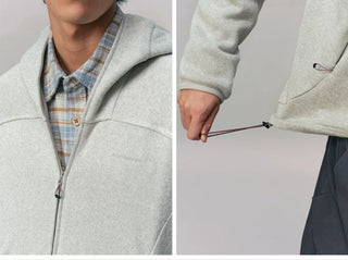 [Monterest] Fleece-Lined Hooded Zip-Up Cardigan