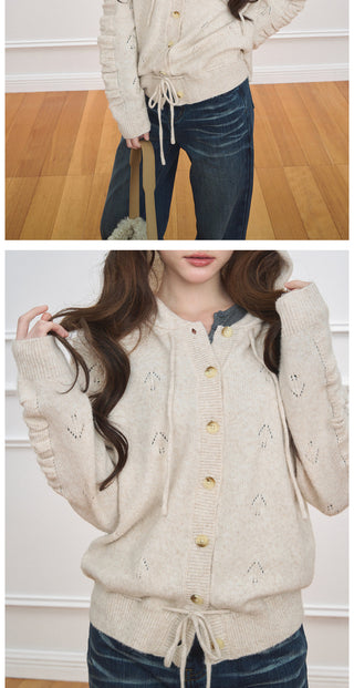 [NECY] Love Drawstring Hoodie Cardigan (2color)