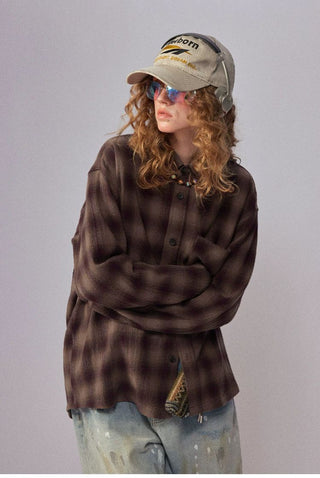 [Monterest] Oversized Yarn-Dyed Plaid Shirt