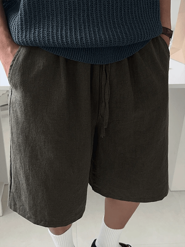 Lemar Linen Wide Elastic Shorts