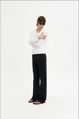 [MASONPRINCE] Black Waxed Coated Denim Jeans