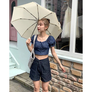 Short denim pants