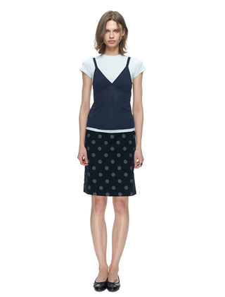 [NECY] Corduroy Dot Straight Skirt
