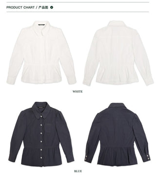 [Moromoro2] Baby Collar Bubble Sleeve Pleated  Shirt