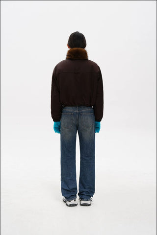 [MASONPRINCE] Fur Collar Oversized Bomber Jacket