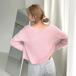Fur Camisole Cardigan Set