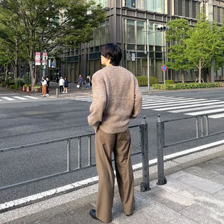 Belted wide slacks