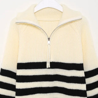 Half-zip striped knit