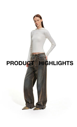 [NOTAWEAR] Hooded Slim Fit Ribbed Knit Top