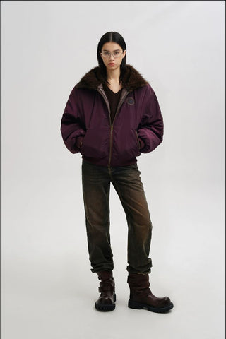 [MASONPRINCE] Hooded Plaid Puffer Jacket