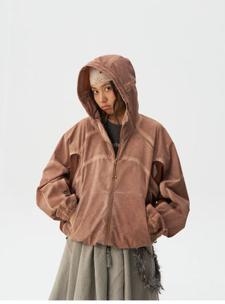 [Monterest] Washed 4-Way Stretch Mesh Hooded Jacket