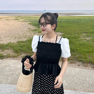 Shirred puff blouse