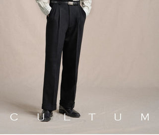 [CULTUM] 1930s Long Point Collar Striped Shirt