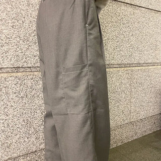 Stitched pintuck wide slacks