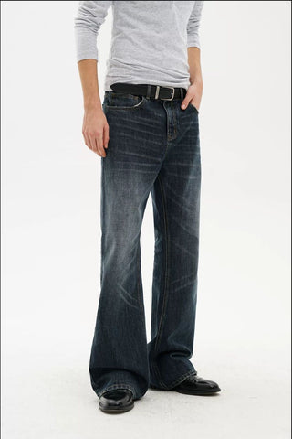 [MASONPRINCE] Washed Slub Denim Micro-Flare Jeans