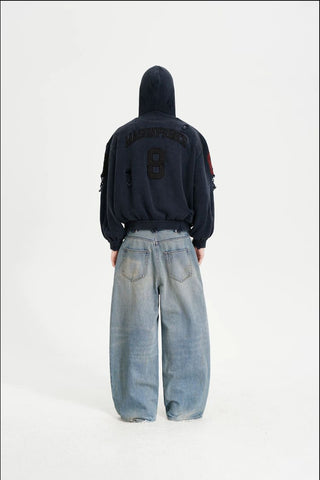 [MASONPRINCE] Distressed Boxy Hooded Knit Cardigan