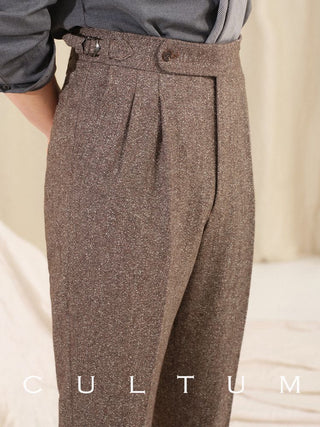 [CULTUM] Neapolitan Double Pleat Wool Blend Trousers