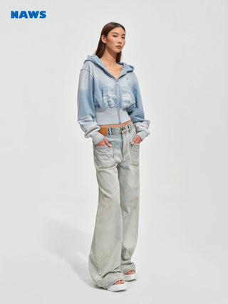 [NOTAWEAR] Sand Washed Cropped Hooded  Jacket