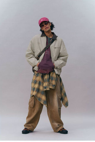[Monterest] Washed Cotton Work Jacket with Leather Collar
