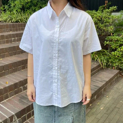 Cotton color short-sleeved shirt