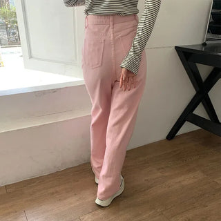 Pink straight-fit pants