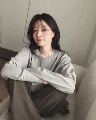 (Short-sleeved/Long-sleeved) Clean Cotton Daily Plain T-Shirt