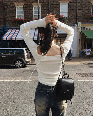 2-Way Tie Halter Neck Slim Knit