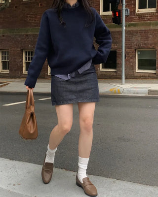 (round neck/v-neck) Soft round knit - 9 colors