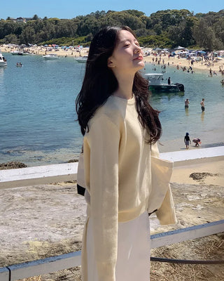 (round neck/v-neck) Soft round knit - 9 colors