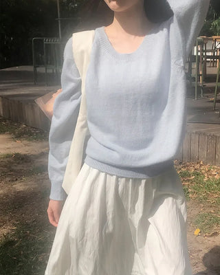 U-neck pastel knit