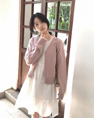 (3 colors) Back Point Argyle Cardigan