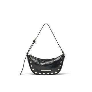 STUD LEATHER SHOULDER BAG IN BLACK