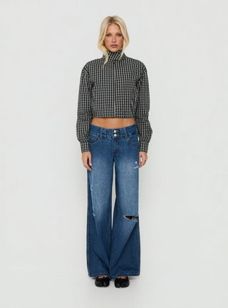 Aura Jacket Navy / Lemon Plaid