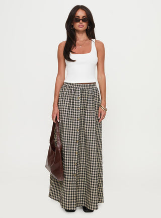 Cartmel Check Maxi Skirt Black  Cream