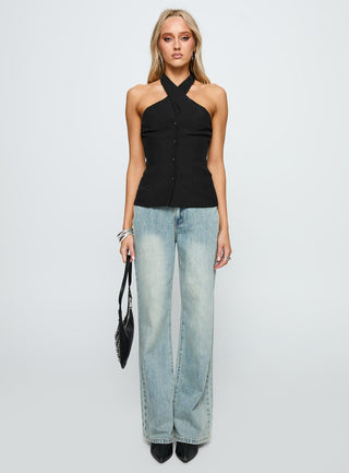 Light Is Coming Cross Detail Top Black