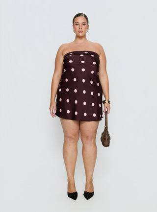 Phillipa Mini Dress Plum  Pink Polka Dot Curve